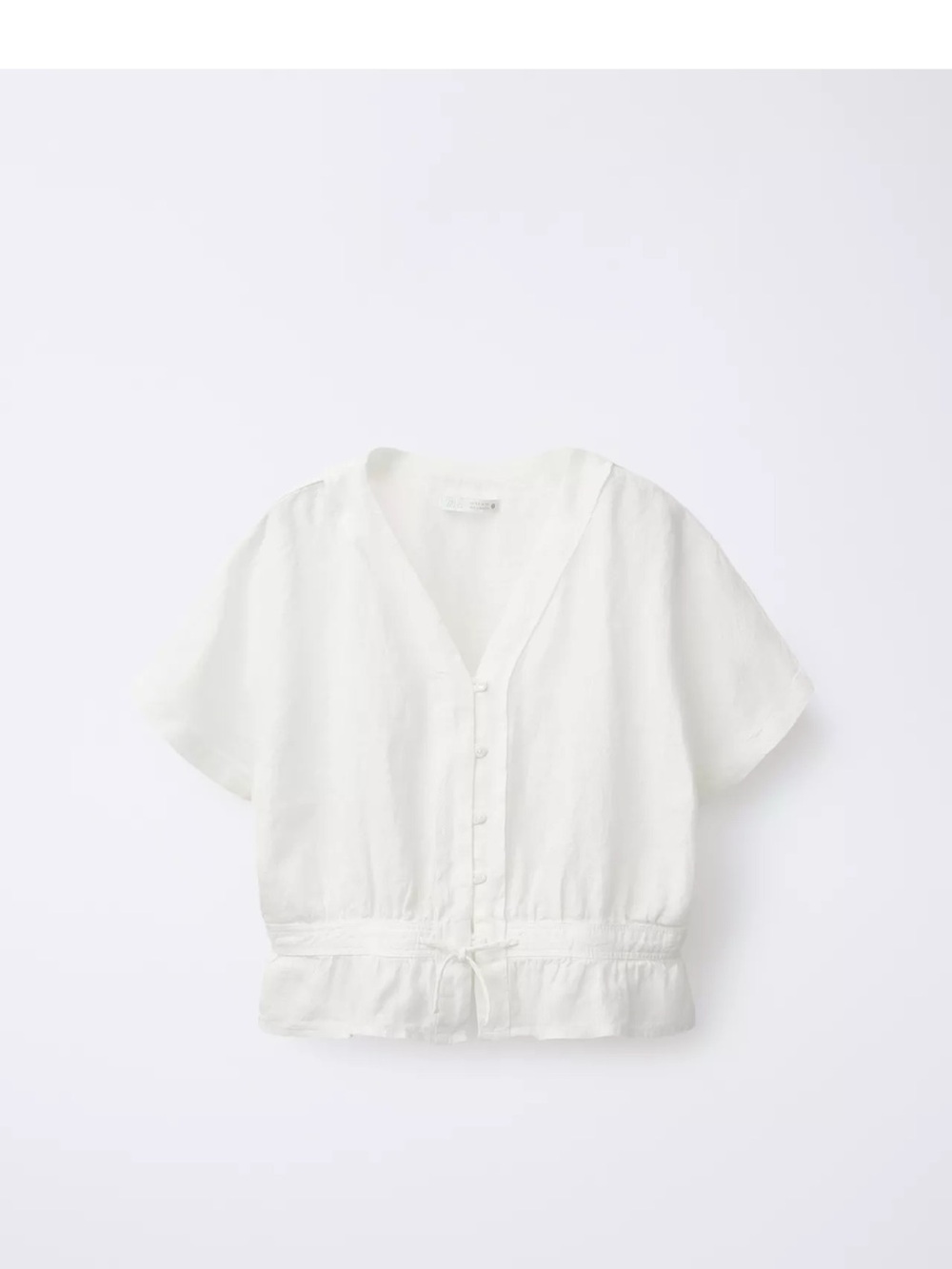 Zara White V-Neck Button-Front Kids Top